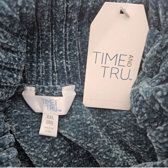 Time & Tru Cowl Neck Sweater Size XXL Blue-Green NWT Soft Chunky Knit - Picture 6 of 8